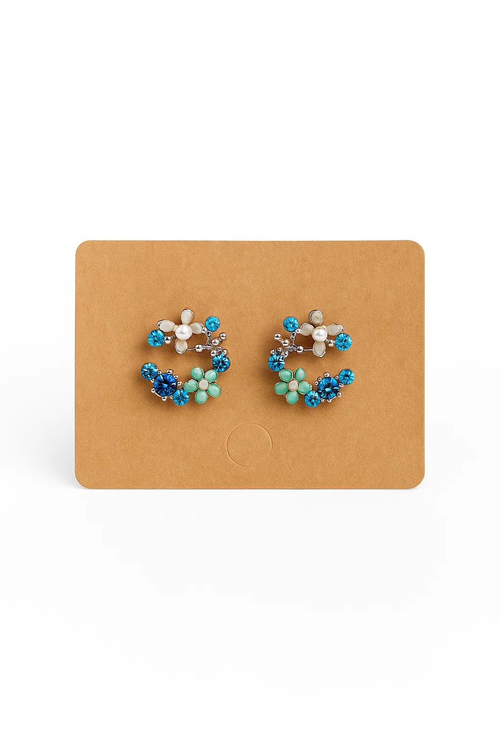 “Blue Floral Stud Earrings”