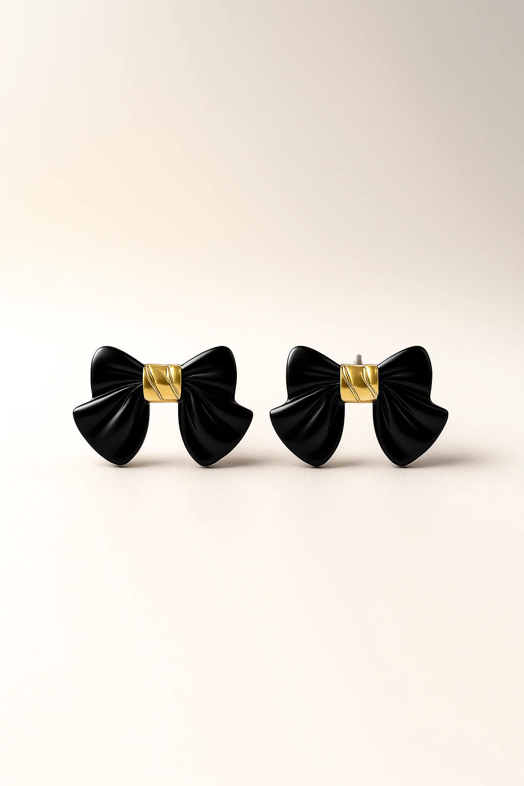 Black Bow Stud Earrings