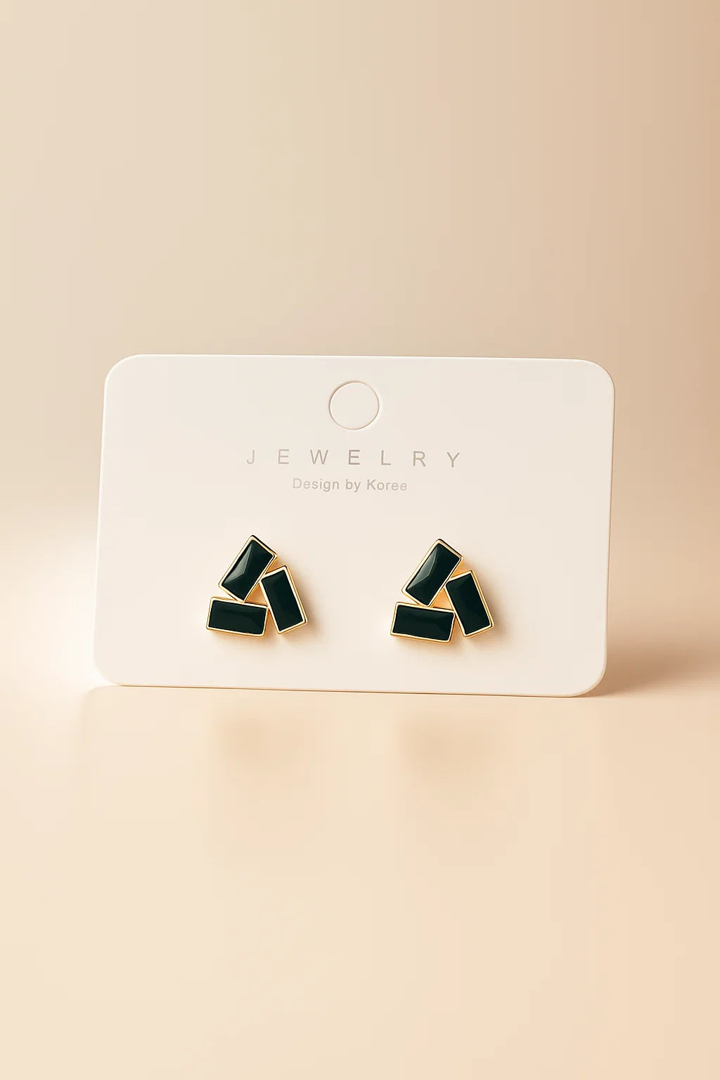Green Enamel Triangle Stud Earrings