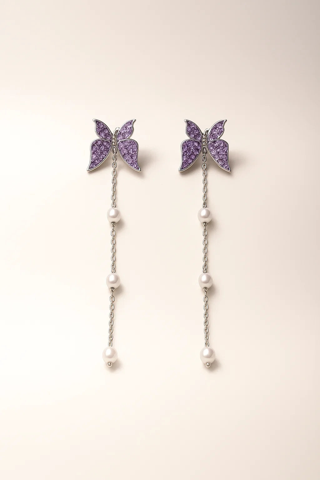 Purple Petal Pearls Earings